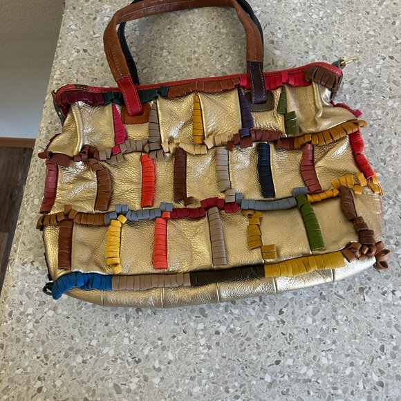 Amerileather Rainbow Shoulder Bag Womens Metallic Leather - Picture 1 of 11